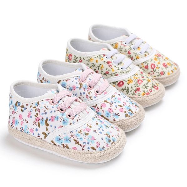 

baby girl floral prints anti-slip shoes toddler soft soled first walkers