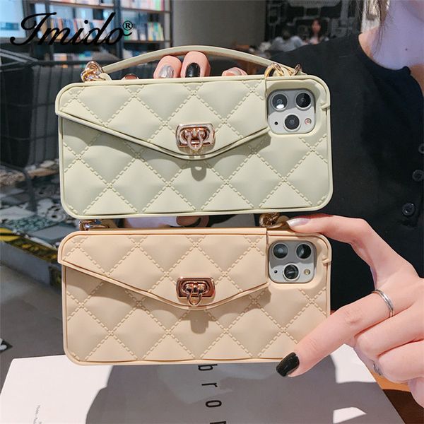 

fashion phone case with long strap chain for iphone 11 pro xs max xr 6s 7 8 plus tpu soft case card wallet handbag back cover