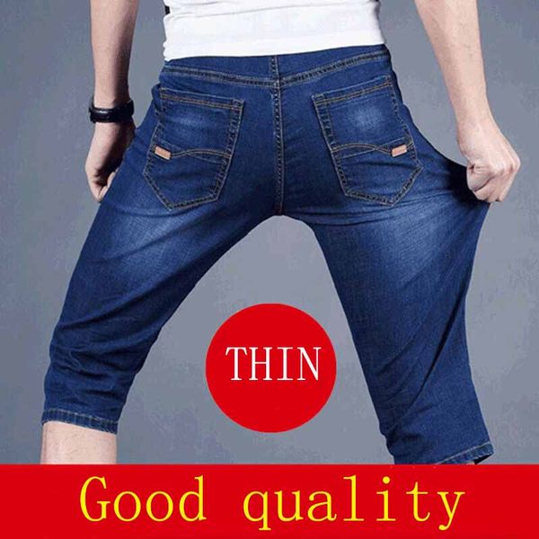 

2019 summer new men's stretch short jeans fashion casual slim fit elastic denim shorts male brand clothes pl001, Blue