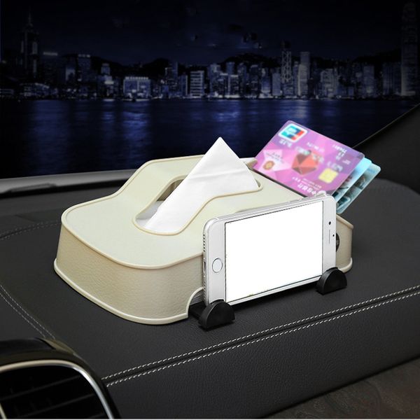 

car model tissue box multifunction phone holder card and napkins container auto paper bag phone bracket card holder accessories