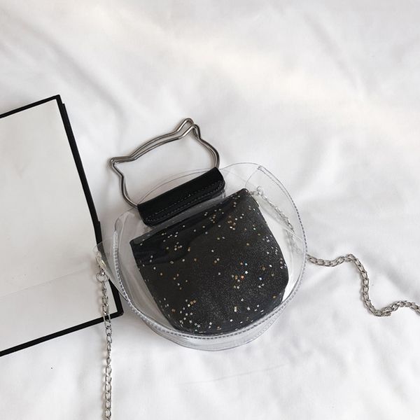 

мода сумочка прозрачная сумка small cute cat форма сумки сумка голографические плеча дамы