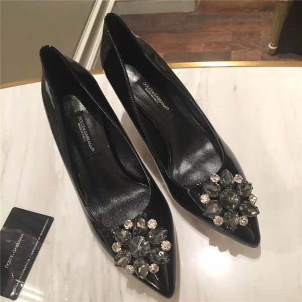 

fashion luxury design women's high-heeled shoes black rhinestone high-heeled shoes women's professional stiletto heels versatile 3