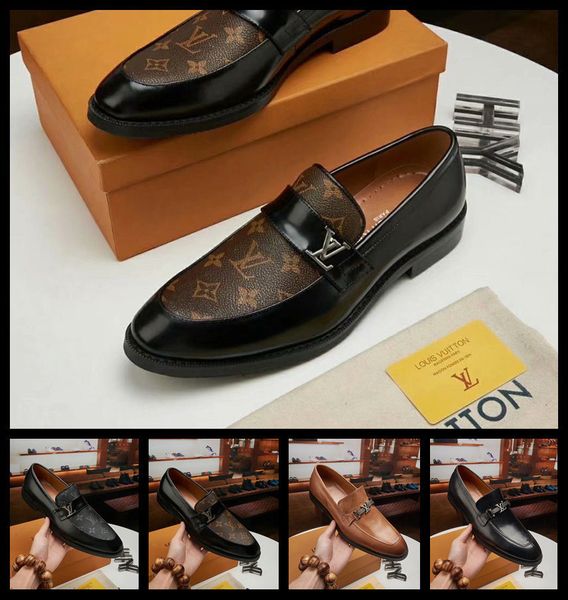 

20ss men's dress shoes luxury mens leather casual driving oxfords shoes mens loafers moccasins italian shoes for men flats eur 38-45, Black