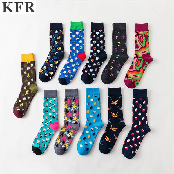 

funny happy socks mens socks air balloon mens cotton skateboard hip hop street crew harajuku art fashion short, Black