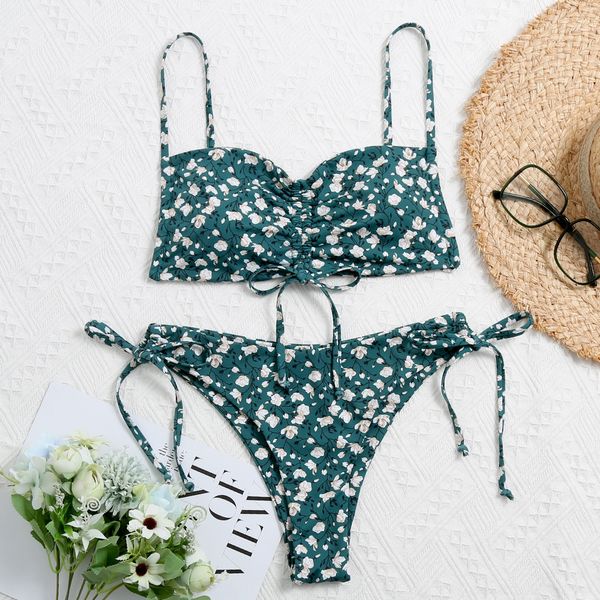 

xinhonghao split green floral lady swimsuit xinhonghao split green floral sling lady swimsuit sling bikini bikini, White;black