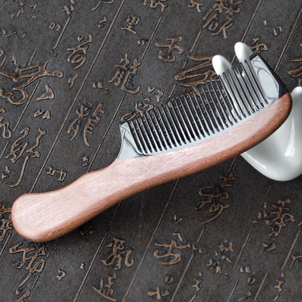 

1pc manufacturer red sandalwood comb boutique hair comb fine teeth thick and smooth anti-static hair care g0425, Silver