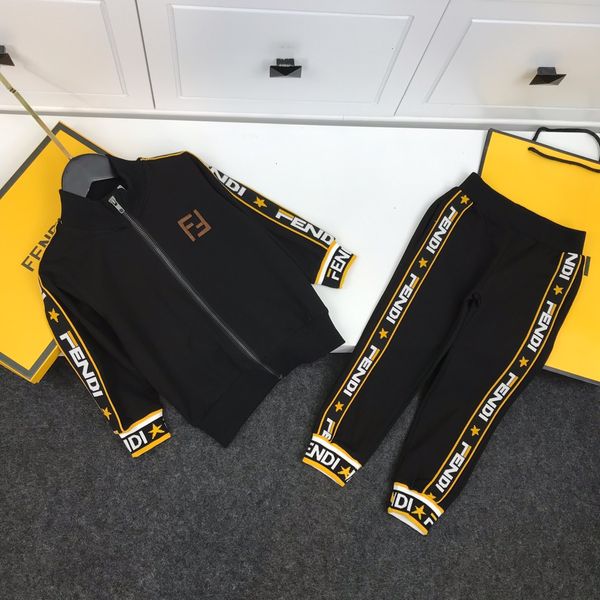 

boy jacket sets kids designer clothing zipper closed long sleeve jacket + sweatpants 2pcs autumn fashion new knit fabric sets, White