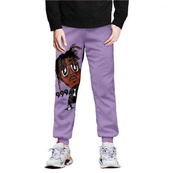 

oversize pants designer teenagers stacked pant american hip hop singer juice wrld males casaul sweatpants mens 3d print, Black
