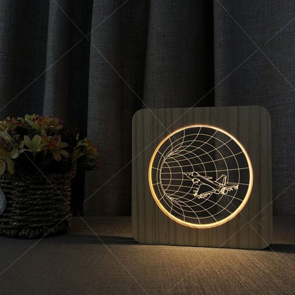 

3d vision wood acrylic creative night lights solid wood creative table lamps 3d lights led wooden decorative table lamp