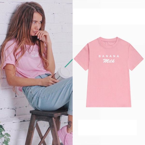 

желаю европы и соединенных штатов уличный сетчатый красный с женским письмом банановый молочный рыхлый футболка женский бойфренд с короткими, White