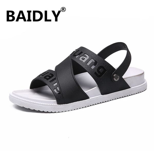 

new summer men's sandals aqua breathable water beach shoes for men crocks jelly slides men flat slippers plus size, Black
