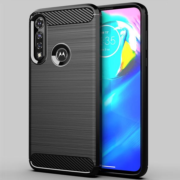 Silicone Case TPU Carbon Fiber Texture à prova de choque tampa protetora Slim Fit macio para Moto G PODER One Pro visão Hiper Ação Macro G8 acrescido