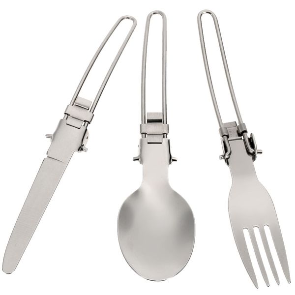 

outdoor camping hiking travelling picnic portable tableware set eco-friendly stainless steel spoon fork knife with storage box