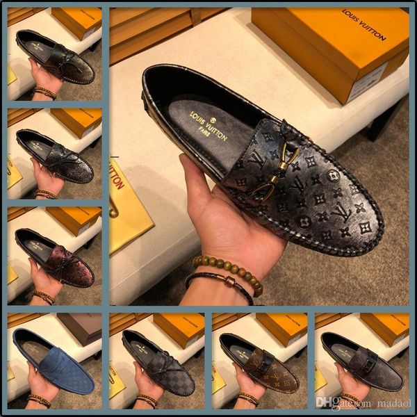 

18ss designers shoes men 2020 italian mens leather boat shoes men casual loafers luxury brands moccasins plus size yyy11, Black