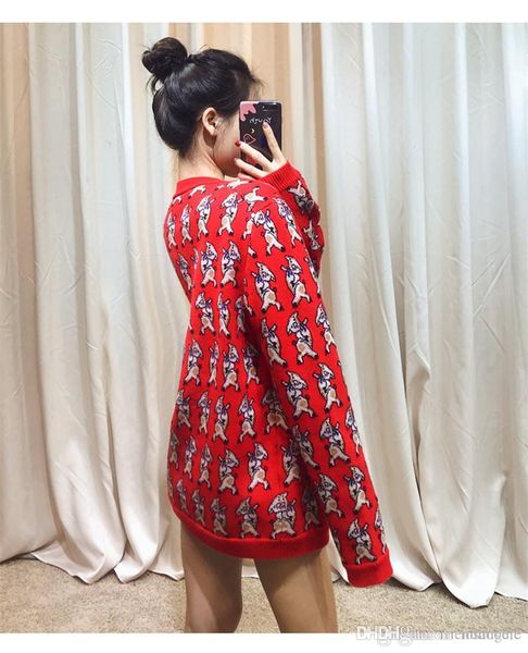 

fashion womens sweaters cardigan with designer tile style pig print clothes brand red casual warm knitwear, White;black