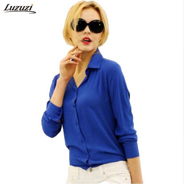 

1pc женщины шифон блузка с длинным рукавом женщины топы офис леди blusas femininas camisas mujer z231, White