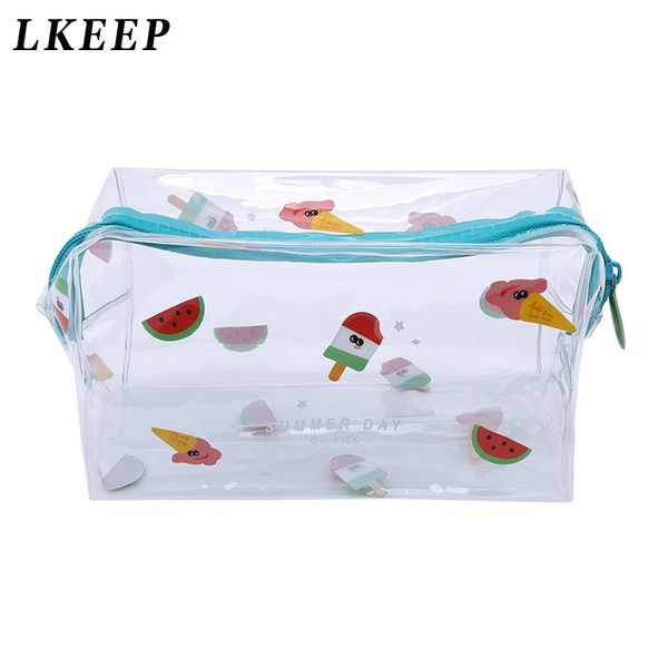 

cute women girl transparent clear travel cosmetic bags zipper portable organizer beauty case toiletry bag bath wash make up bags