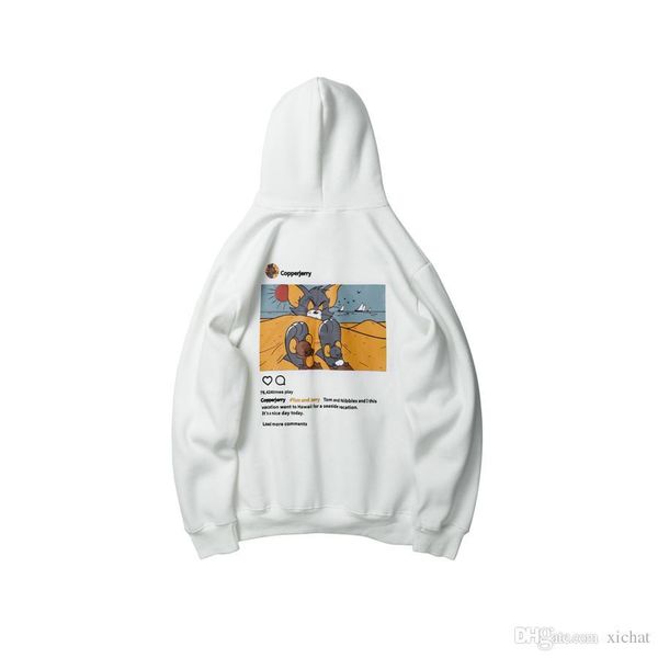 

autumn new mens womens funny jerry printed pullover hoodies 2019 fashion designer hooded sweatshirts casual streetwear fleece 2097, Black
