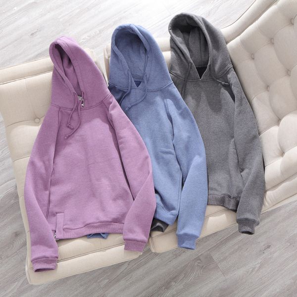 

spring women's sweatshirt casual solid color hooded sweatshirt, Black