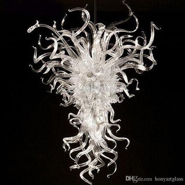 

White Clear Europe Style Murano Blown Glass Chandeliers Pendant Hanging Lamp for Bedroom Kitchen Decor