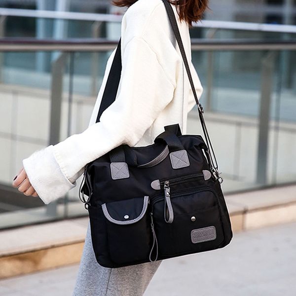 

new ladies fashion waterproof oxford tote bag casual nylon shoulder bag mummy large capacity canvas black