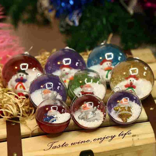 

new opening and closing christmas pendant decoration children's toys plastic transparent christmas ball christmas gift wholesale