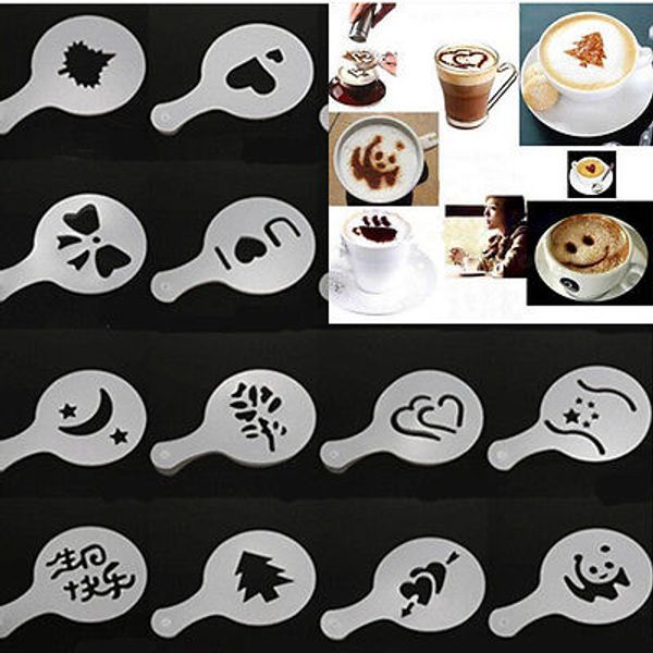 

coffee printing mold pattern stencil latte cappuccino mold with 16 different design 16 pieces party festival necessaty suplies