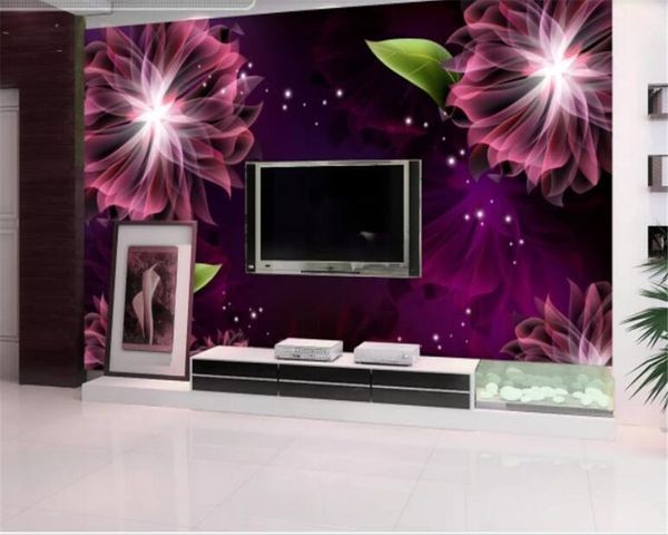 Beibehang papel de pareda 3d roxo fantasia flor flor papel de parede decorativo mural tv fundo casa interior parede papéis home decor