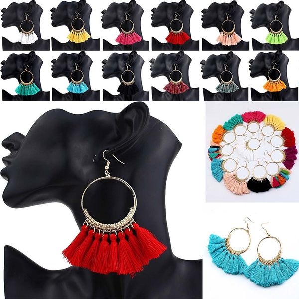 

party favor tassel earrings bohemian fashion retro earring women big circle dangle earrings female wedding decoration gift fa2305