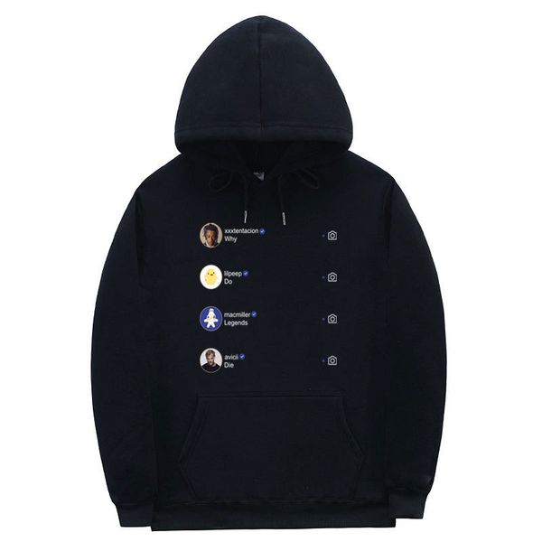 

xxxtentacion men's fashion winter thick cotton pullover hooded harajuku streetwear sweatshirts men's 3d hoodies, Black