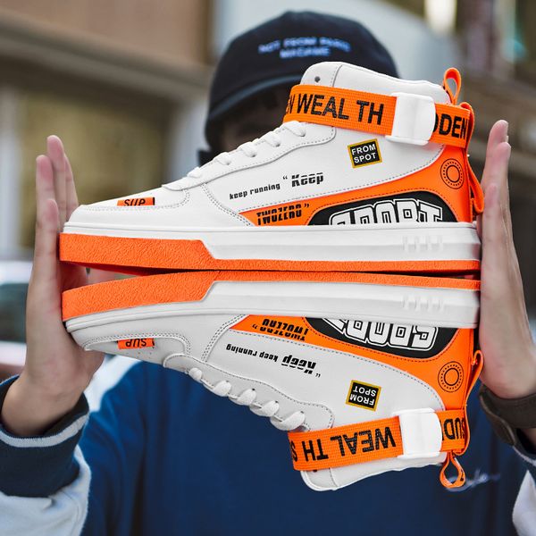 

высокая обувь мужская осень мода свободного покроя теплый хлопка-ватник туфли мужской модный зимний рев tanzun обуви на плоской обуви, Black