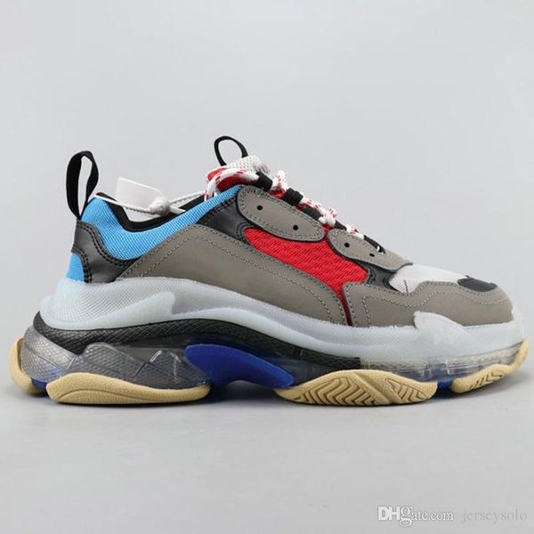 

triple s designer casual shoes paris 17fw sneaker clear bubble midsole triple black white blue mens womens fashion size 36-45