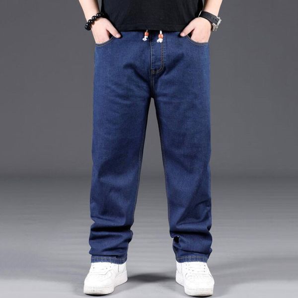 

color: blue black dark blue light 2019 new men's large size rope loose jeans men's extra large denim trousers