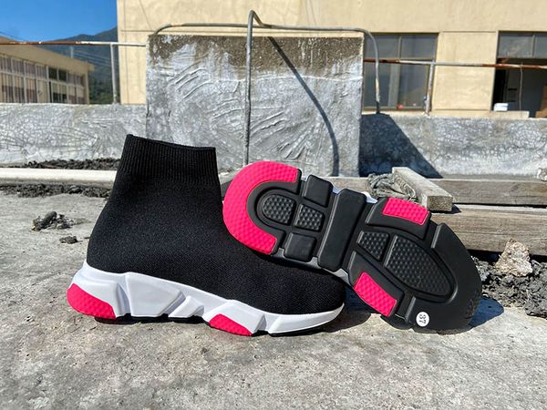 

paris speed knitted socks shoes triple s black pink women slip-on speed low trainer ladies casual shoes boots with box