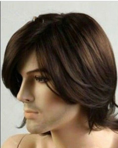 Wig Shipping New Sexy Men S Medium Long Dark Brown Cosplay