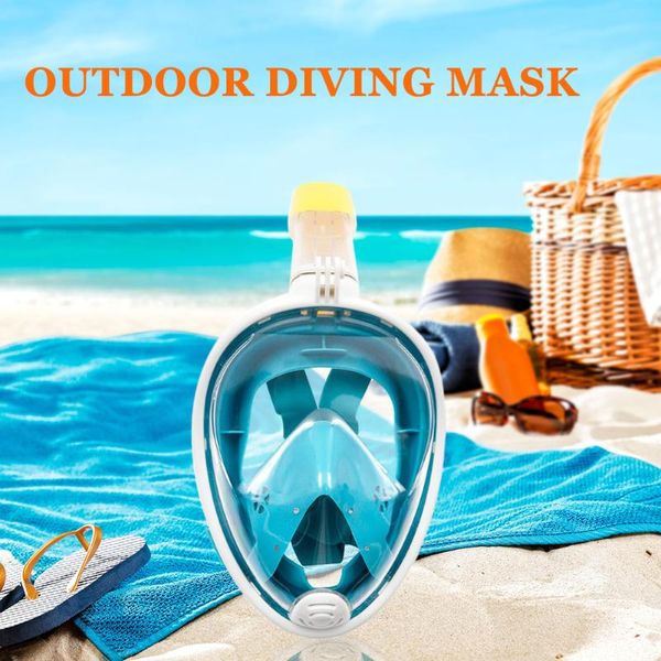 

adjustable strap underwater anti fog diving mask snorkel swimming training wide view area breathable full face snorkeling mask