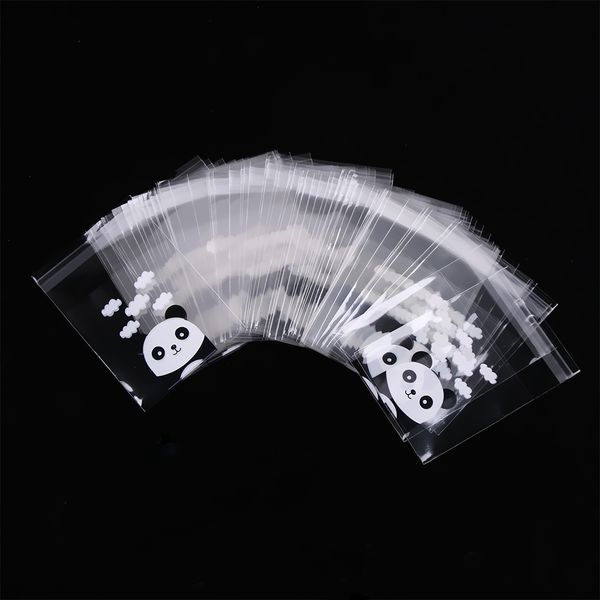 

100pcs transparent biscuits packaging gift bags panda self-adhesive cookies bag wedding candy bags party supplies decoration