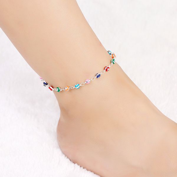 

стерлингового серебра 925 пробы счастливый глаз турецкий сглаз лодыжки браслет нога нога цепи ножной браслет мода ювелирные изделия подарки, Red;blue