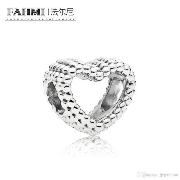 

hywo 100% 925 sterling silver 797516 beaded heart charm beaded original jewelry women's wedding holiday charming gift, Black