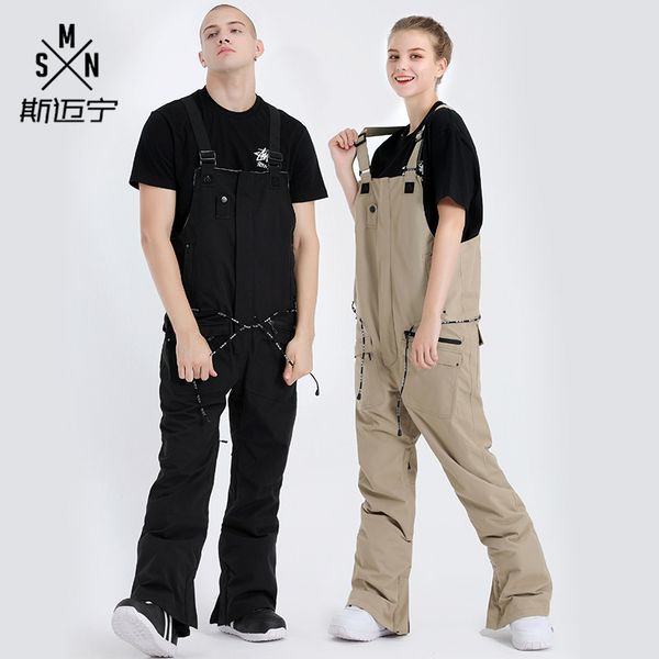 

smn brand women men bib pant skiing pant snowboard trouser windproof waterproof outdoor sport wear winter female anti-cold