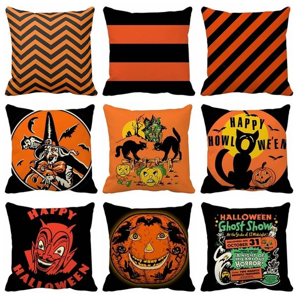 

polyester happy halloween throw pillow case cushion cover letter print pillow case cushion cover