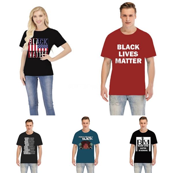 

black lives matter19ss comfortable pure cotton t-shirt round collar short sleeve pure color men women designer t shirts loose version #63075, Gray;blue
