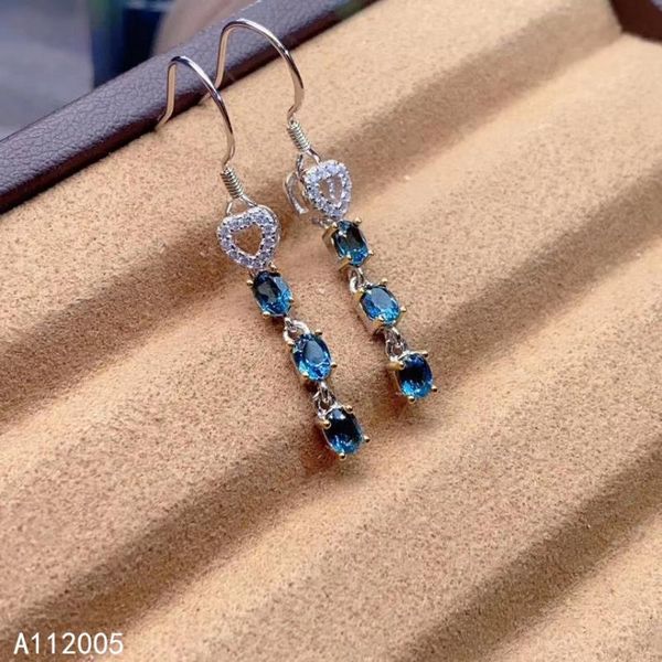 

kjjeaxcmy fine jewelry 925 sterling silver inlaid natural blue z female earrings eardrop lovely support detection, Golden;silver