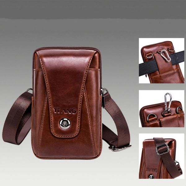 

yiang men waist crossbody bag fashion solid color leather wallet zipper coin purse card holder handbags 1