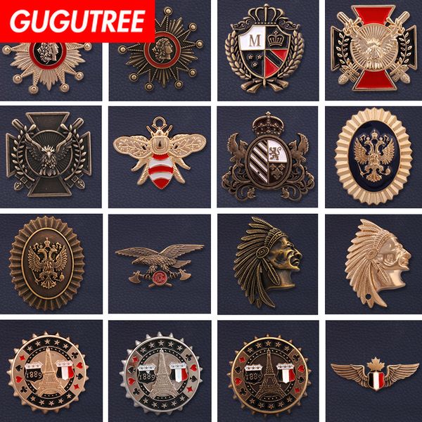 

gugutree brooch breastpin eagle star army rank wings love heart bee patch metal patches badges applique patches for clothing hh-5, Black