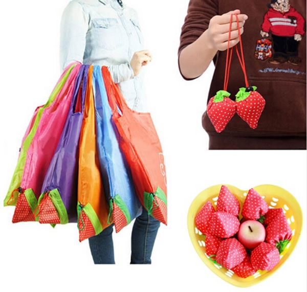 

eco storage handbag strawberry foldable shopping bags reusable folding grocery nylon large bag 8 colors