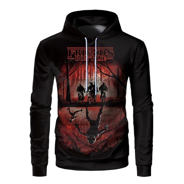 

длинный рукав странные вещи толстовка спортивная повседневная мода, Black