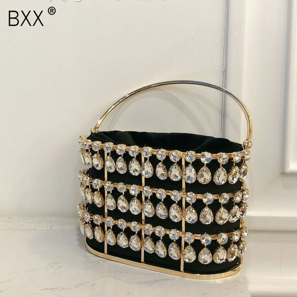 

bxx] выдалбливают pearl bucket мешок вечера женщин 2020 роскошные дизайнерские ручной металлический сплав сцепления сумка женские сумки пле