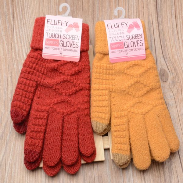 

women' stretch knit gloves 5 color fashion touch screen five fingers mittens men' casual warm gloves college wind, Blue;gray
