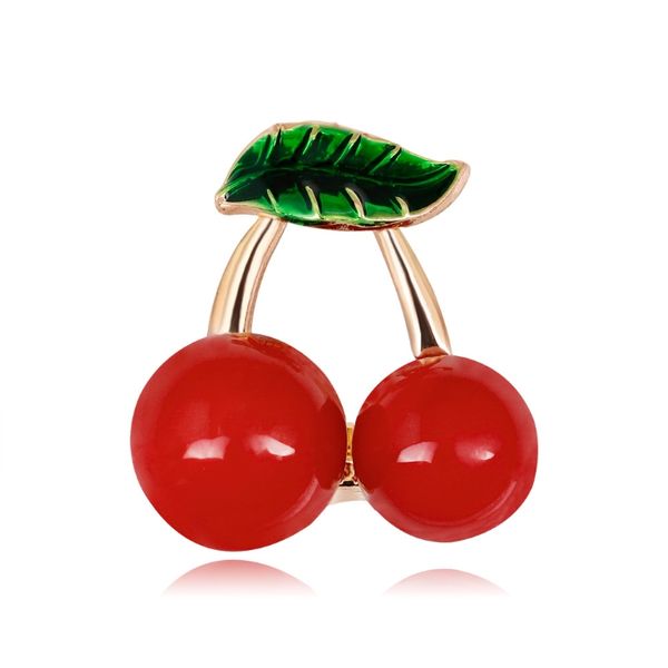

charm cherry brooch pins red green enamel brooches for women girls suit shawl shirt dresses bag accessories badge broche wholesale, Gray
